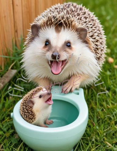 Igel + Igel im Klo