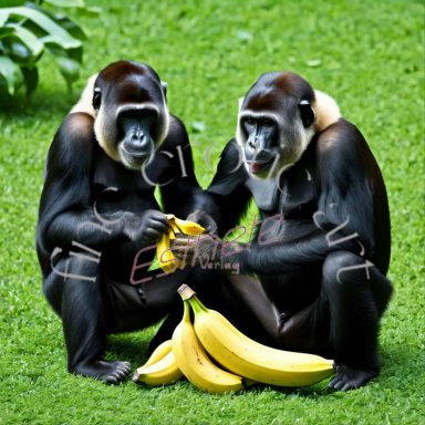 Zwei Affen mit Bananen