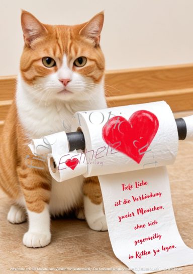 Katze mit Liebesspruch